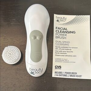Beauty 360 Dual-Speed Facial Cleansing Brush - White and Gray